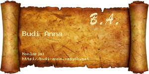 Budi Anna névjegykártya